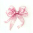 © Charoen - Delicate watercolor coquette bow, soft pink hues blending seamlessly, white background