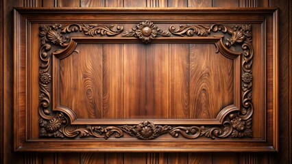 Poster - Intricately Carved Wooden Panel With Ornate Floral Motifs and a Rich Brown Finish