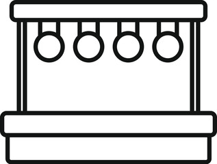 Poster - simple line icon of a shooting range game with hanging targets, typically found at funfairs and amus