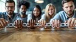 © Anan - Business team building target Office group making a chain with paper links, no visible faces