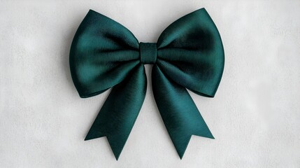 Fototapete - Luxurious Emerald Green and Silver Satin Christmas Bow Watercolor   Elegant Festive and Premium Holiday