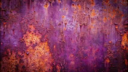 Poster - abstract purple and orange rust texture on metal surface