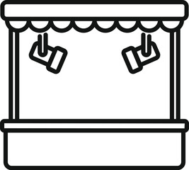 Poster - Simple vector image of a market stall with an empty counter and hanging lamps, perfect for representing marketplaces and commerce