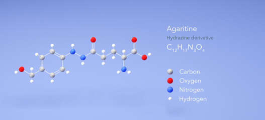 Wall Mural - agaritine molecule, molecular structure, mushroom toxin, 3d model, Structural Chemical Formula and Atoms with Color Coding