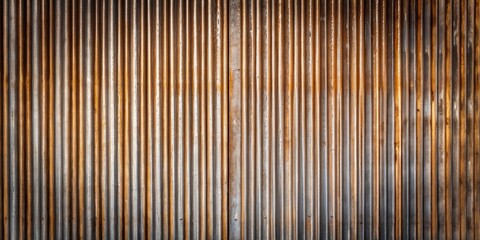 Aufkleber - A weathered and rusty corrugated metal surface with a subtle vertical texture