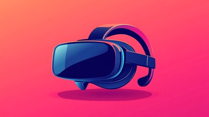 Poster - Blue Virtual Reality Headset on Pink Background
