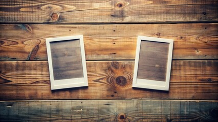 Aufkleber - Two Empty White Frames on a Rustic Wooden Background