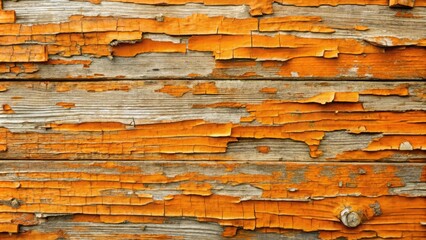 Aufkleber - Weathered Wooden Texture with Flaking Orange Paint