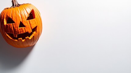 Carved pumpkin on right with space for text on left