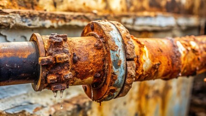 Poster - A Rusty Pipe Leaking Water, a Symbol of Time and Decay