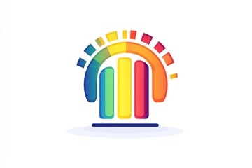 Poster - A colorful headphone icon on a white background, perfect for technology or music related projects