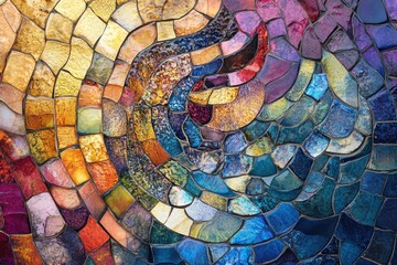 Poster - A detailed look at a vibrant mosaic artwork, great for designs and decorations