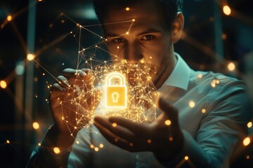 Aufkleber - A person holding a lock in their hands, possibly trying to open or secure something
