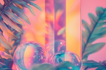Poster - A collection of transparent glass balls arranged on a flat surface