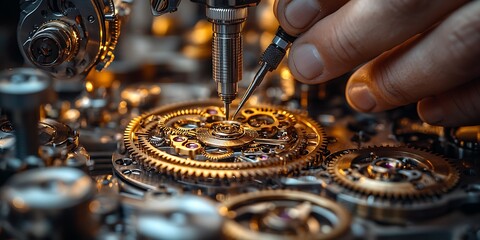 Watchmaker's hands carefully repairing an intricate watch mechanism