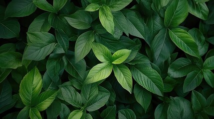 Canvas Print - A detailed view of a group of green leaves, ideal for use in designs and illustrations