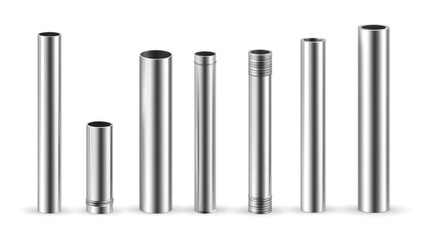 Poster - Group of stainless steel pipes on a white background