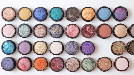 Aufkleber - Collection of colorful eyeshadows displayed on a clean white surface
