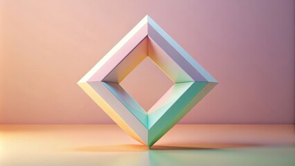 Poster - A holographic square frame floating above a soft pastel colored background.