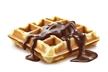 Poster - A delicious waffle topped with rich chocolate syrup, ready for a sweet treat