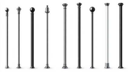 Poster - Various pole types on a clean and simple white background, ideal for use in infographics or illustrations