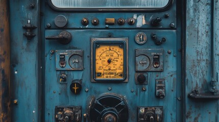 Poster - Vintage Control Panel with Gauges and Switches
