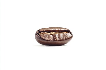 Poster - High-quality image of a single coffee bean on a white surface, ideal for food or nature-themed projects