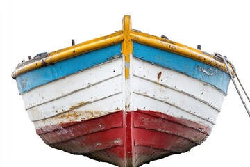 Canvas Print - A close-up shot of a boat floating on calm waters, great for use in travel or leisure-related contexts