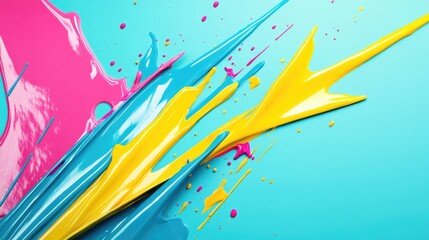 Poster - A close-up shot of a paint splatter on a blue background