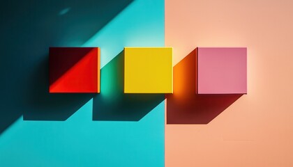 Poster - Colorful Blocks Against Vibrant Background