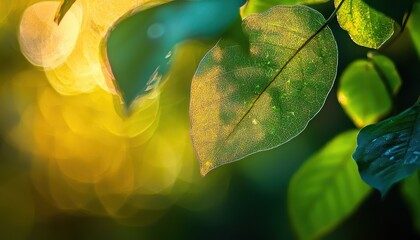 Poster - Abstract Nature Art with Light and Leaves