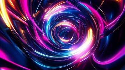 Poster - vibrant swirling lights create a mesmerizing tunnel effect showcasing colorful patterns in digital a