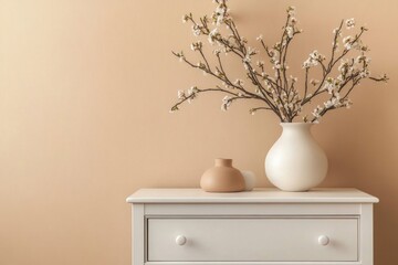 Aufkleber - A simple yet elegant arrangement of flowers sits atop a dresser