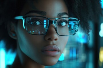 Poster - A close-up shot of a person wearing glasses