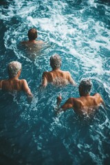 Poster - Group of people having fun swimming in a pool