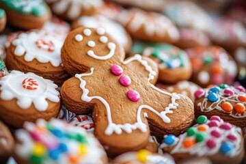 Sticker - Close-up shot of a plate of colorful cookies with creamy icing