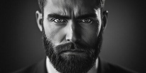 Poster - A person with a long beard, captured in black and white