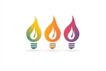 Poster - A group of vibrant flames on a simple white background