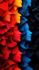Poster - Colorful faces in layers, artistic composition