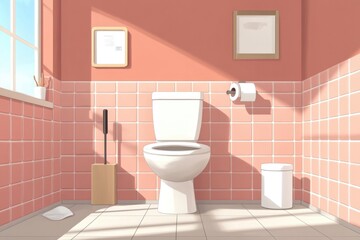 Wall Mural - A white toilet sitting next to a window in a bathroom