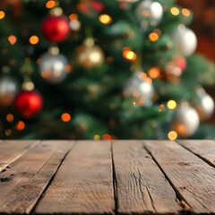 christmas background with christmas tree and decorations