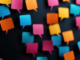 Poster - Colorful speech bubble stickers on a dark background