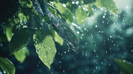 Poster - A clear shot of a leaf covered in water droplets, ideal for use in nature-inspired designs or as a subtle background element