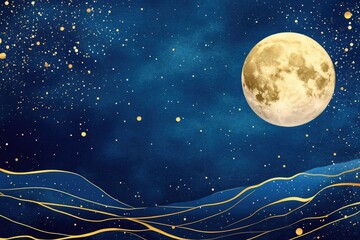 Aufkleber - A beautiful image of a full moon shining bright in the dark night sky