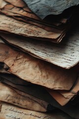 Aufkleber - Vintage letter stack with worn edges and creased pages, great for nostalgic or historical themes
