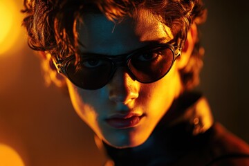 Poster - A close-up shot of someone wearing sunglasses, suitable for use in portraits or fashion photography