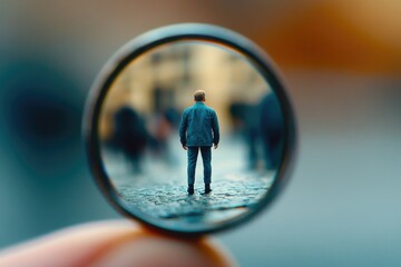 Poster - A person examining something closely with a magnifying glass, suitable for use in education or science illustrations