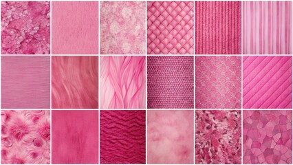Fototapete - A Collage of Pink Textures Featuring Fur, Fabric, and More