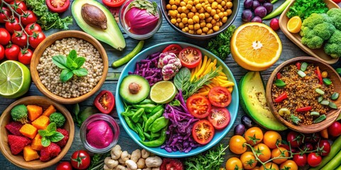 Poster - A Vibrant Arrangement of Fresh Produce A Colorful Celebration of Healthy Eating