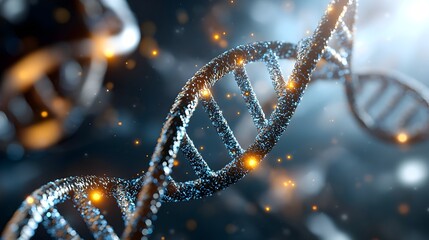 Fototapete - Captivating Cyberpunk Inspired Molecular Blueprint in Radiant Bioluminescence A Depiction of an Intricate DNA Helix with Elegant Twisting Filaments